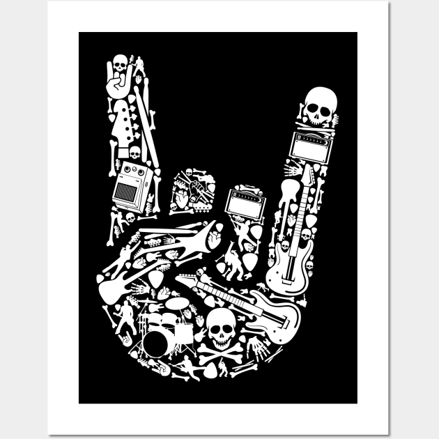 Metal rock music hand illustration Wall Art by ShirtyLife